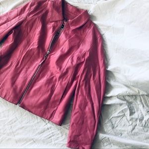 Lucien Picard Pink Genuine Leather ZIP Jacket XS